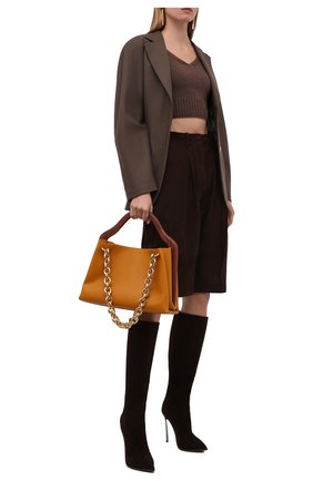 Женский топ из шерсти и кашемира LOW CLASSIC коричневого цвета по цене 19500 руб., арт. L0W21FW_KN02BR | Фото 2 Женский топ из шерсти и кашемира LOW CLASSIC коричневого цвета, арт. L0W21FW_KN02BR | Фото 2 (Материал внешний: Шерсть; Длина (для топов): Укороченные; Стили: Минимализм; Кросс-КТ: Трикотаж)