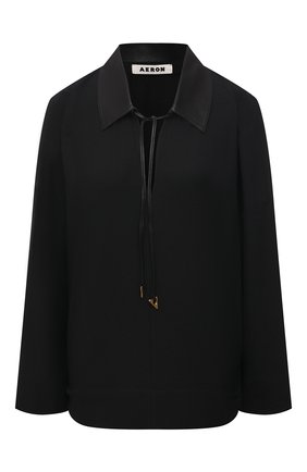 Женская блузка AERON черного цвета, арт. T0339_365 | Фото 1 (Длина (для топов): Стандартные; Материал внешний: Синтетический материал; Рукава: Длинные; Стили: Кэжуэл; Женское Кросс-КТ: Блуза-одежда)