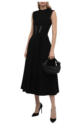 Женское платье ALEXANDER MCQUEEN черного цвета по цене 180500 руб., арт. 679308/QLABN | Фото 2 Женское платье ALEXANDER MCQUEEN черного цвета, арт. 679308/QLABN | Фото 2 (Длина Ж (юбки, платья, шорты): Миди; Материал внешний: Синтетический материал, Хлопок; Стили: Гламурный; Случай: Вечерний; Женское Кросс-КТ: Платье-одежда)