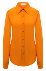 Женская шелковая рубашка SAINT LAURENT оранжевого цвета, арт. 679108/Y100W | Фото 1 (Материал внешний: Шелк; Рукава: Длинные; Стили: Гламурный; Женское Кросс-КТ: Рубашка-одежда; Длина (для топов): Стандартные)