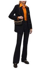 Женская шелковая рубашка SAINT LAURENT оранжевого цвета, арт. 679108/Y100W | Фото 2 (Материал внешний: Шелк; Рукава: Длинные; Стили: Гламурный; Женское Кросс-КТ: Рубашка-одежда; Длина (для топов): Стандартные)