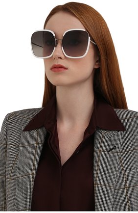 Женские солнцезащитные очки LINDA FARROW белого цвета, арт. LFL1210C4 SUN | Фото 2 (Тип очков: С/з; Очки форма: Бабочка)