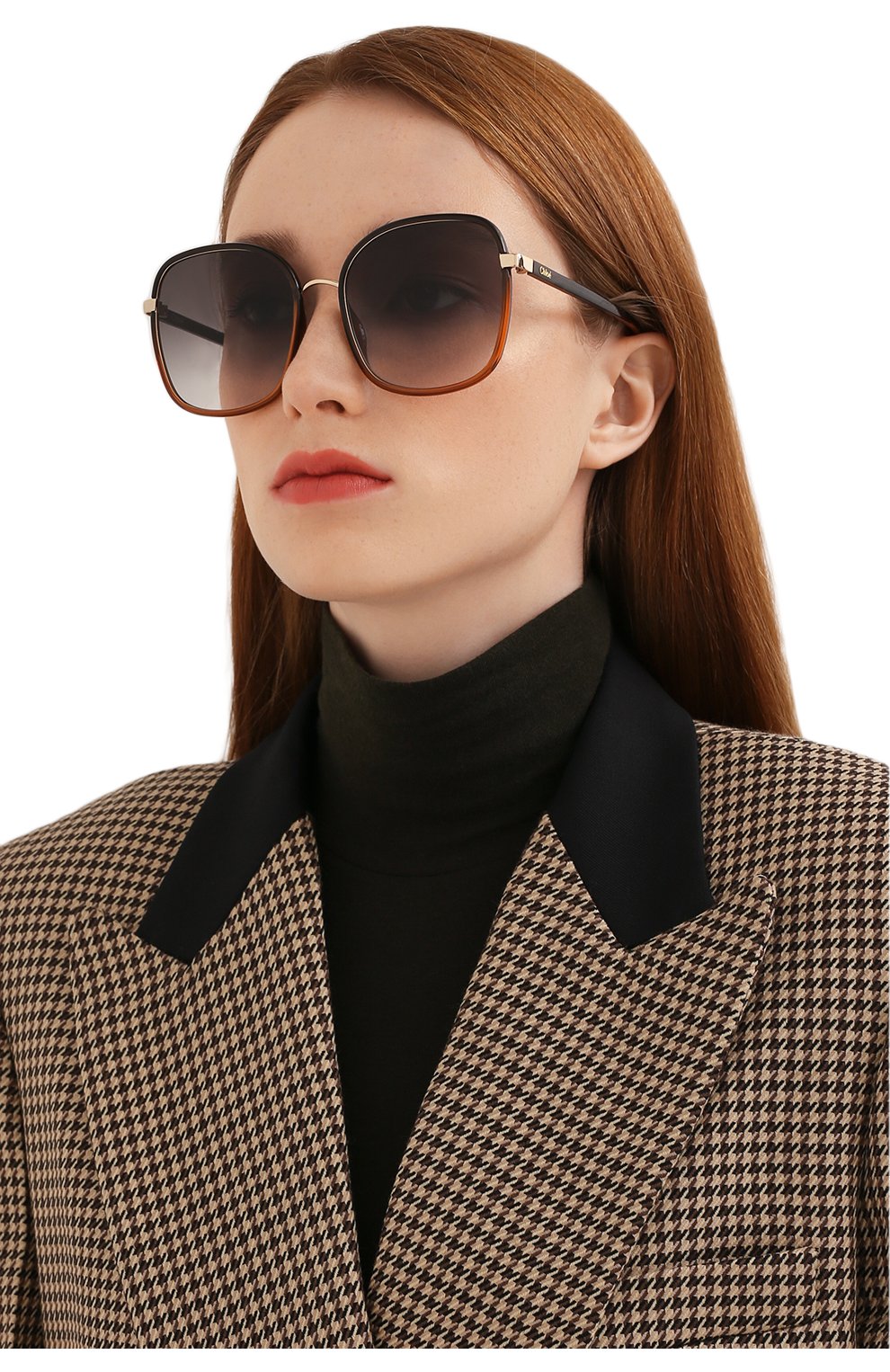 Женские солнцезащитные очки CHLOÉ коричневого цвета по цене 35600 руб., арт. CH0031S 005 | Фото 2 Женские солнцезащитные очки CHLOÉ коричневого цвета, арт. CH0031S 005 | Фото 2 (Тип очков: С/з; Очки форма: Квадратные)
