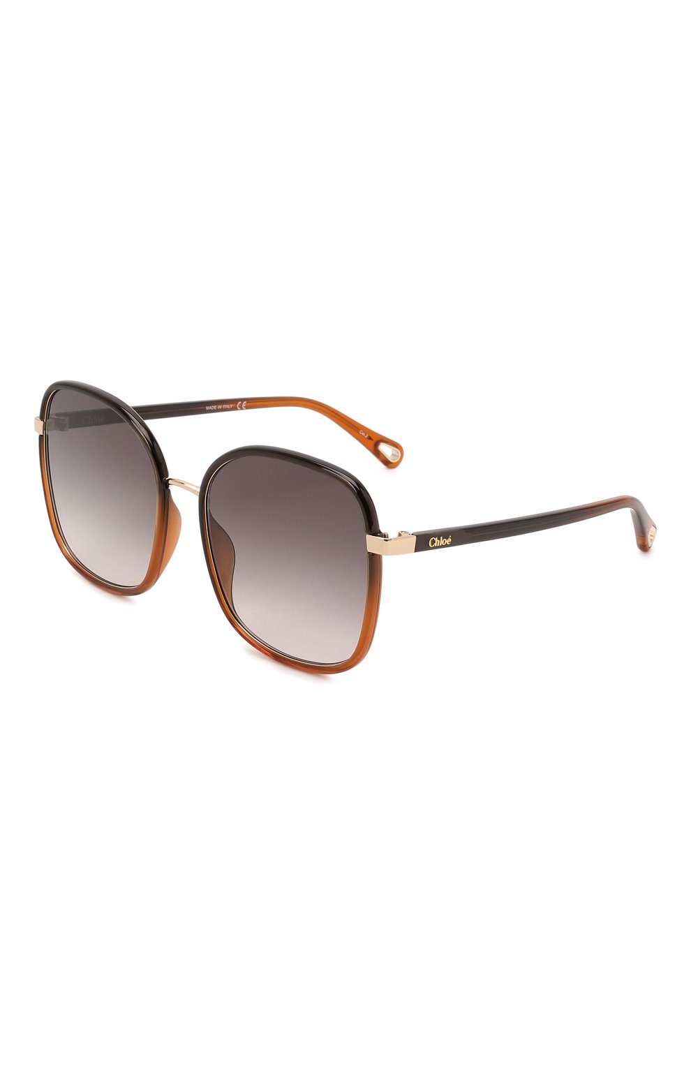 Женские солнцезащитные очки CHLOÉ коричневого цвета, арт. CH0031S 005 | Фото 1 (Тип очков: С/з; Очки форма: Квадратные)