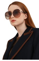 Женские солнцезащитные очки CHLOÉ коричневого цвета, арт. CH0030S 005 | Фото 2 (Тип очков: С/з; Очки форма: Бабочка)