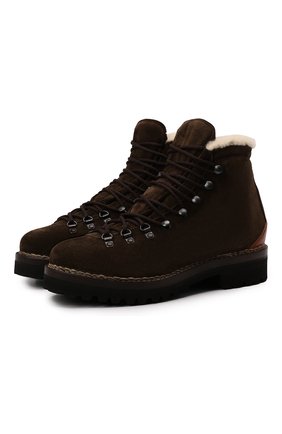Мужские замшевые ботинки RALPH LAUREN темно-коричневого цвета, арт. 815811330 | Фото 1 (Подошва: Плоская; Мужское Кросс-КТ: Ботинки-обувь, зимние ботинки, Хайкеры-обувь; Материал утеплителя: Натуральный мех; Материал внутренний: Натуральная кожа; Материал внешний: Замша, Кожа)