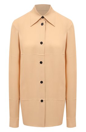 Женская рубашка из вискозы JIL SANDER бежевого цвета по цене 76450 руб., арт. JSWT605306-WT381500 | Фото 1 Женская рубашка из вискозы JIL SANDER бежевого цвета, арт. JSWT605306-WT381500 | Фото 1 (Длина (для топов): Удлиненные; Материал внешний: Вискоза; Рукава: Длинные; Стили: Минимализм; Принт: Без принта; Женское Кросс-КТ: Рубашка-одежда)