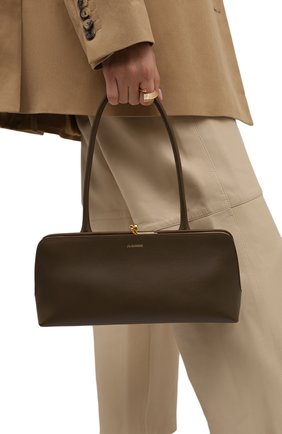 Женская сумка goji small JIL SANDER темно-коричневого цвета, арт. JSWT856460-WTB00111N | Фото 2 (Размер: small; Материал: Натуральная кожа; Сумки-технические: Сумки top-handle)