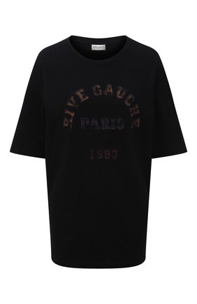 Женская хлопковая футболка SAINT LAURENT черного цвета по цене 30850 руб., арт. 660735/Y36FQ | Фото 1 Женская хлопковая футболка SAINT LAURENT черного цвета, арт. 660735/Y36FQ | Фото 1 (Длина (для топов): Стандартные; Материал внешний: Хлопок; Рукава: Короткие; Стили: Спорт-шик; Принт: С принтом; Женское Кросс-КТ: Футболка-одежда)
