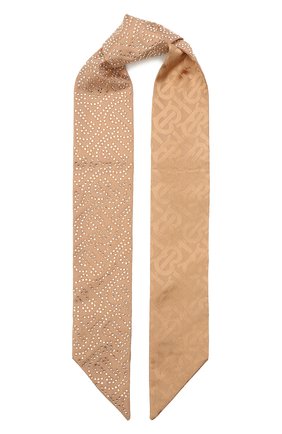 Женский шелковый шарф-бандо BURBERRY бежевого цвета, арт. 8045965 | Фото 1 (Материал: Текстиль, Шелк)