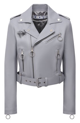 Женская кожаная куртка OFF-WHITE серого цвета по цене 189500 руб., арт. 0WJG002F21LEA001 | Фото 1 Женская кожаная куртка OFF-WHITE серого цвета, арт. 0WJG002F21LEA001 | Фото 1 (Материал подклада: Вискоза; Стили: Гламурный; Женское Кросс-КТ: Замша и кожа; Кросс-КТ: Куртка; Рукава: Длинные; Длина (верхняя одежда): Короткие)