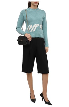 Женский свитер OFF-WHITE голубого цвета по цене 46950 руб., арт. 0WHE058F21KNI001 | Фото 2 Женский свитер OFF-WHITE голубого цвета, арт. 0WHE058F21KNI001 | Фото 2 (Материал внешний: Шерсть, Синтетический материал; Рукава: Длинные; Длина (для топов): Стандартные; Стили: Кэжуэл; Женское Кросс-КТ: Свитер-одежда)