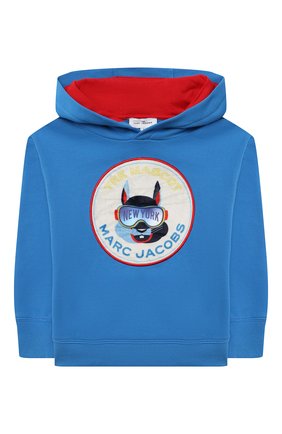 Детский хлопковое худи MARC JACOBS (THE) синего цвета по цене 11000 руб., арт. W25494 | Фото 1 Детский хлопковое худи MARC JACOBS (THE) синего цвета, арт. W25494 | Фото 1 (Рукава: Длинные; Материал внешний: Хлопок; Мальчики Кросс-КТ: Толстовка-одежда)