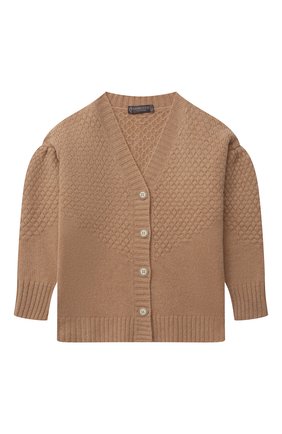Детский кашемировый кардиган GIORGETTI CASHMERE бежевого цвета по цене 25200 руб., арт. MB1801/2A-6A | Фото 1 Детский кашемировый кардиган GIORGETTI CASHMERE бежевого цвета, арт. MB1801/2A-6A | Фото 1 (Материал внешний: Кашемир, Шерсть; Рукава: Длинные; Девочки Кросс-КТ: Кардиган-одежда; Ростовка одежда: 6 лет | 116 см)