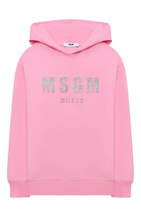 Детский хлопковое худи MSGM KIDS розового цвета по цене 11650 руб., арт. MS027705 | Фото 1 Детский хлопковое худи MSGM KIDS розового цвета, арт. MS027705 | Фото 1 (Рукава: Длинные; Материал внешний: Хлопок; Девочки Кросс-КТ: Толстовка-одежда)