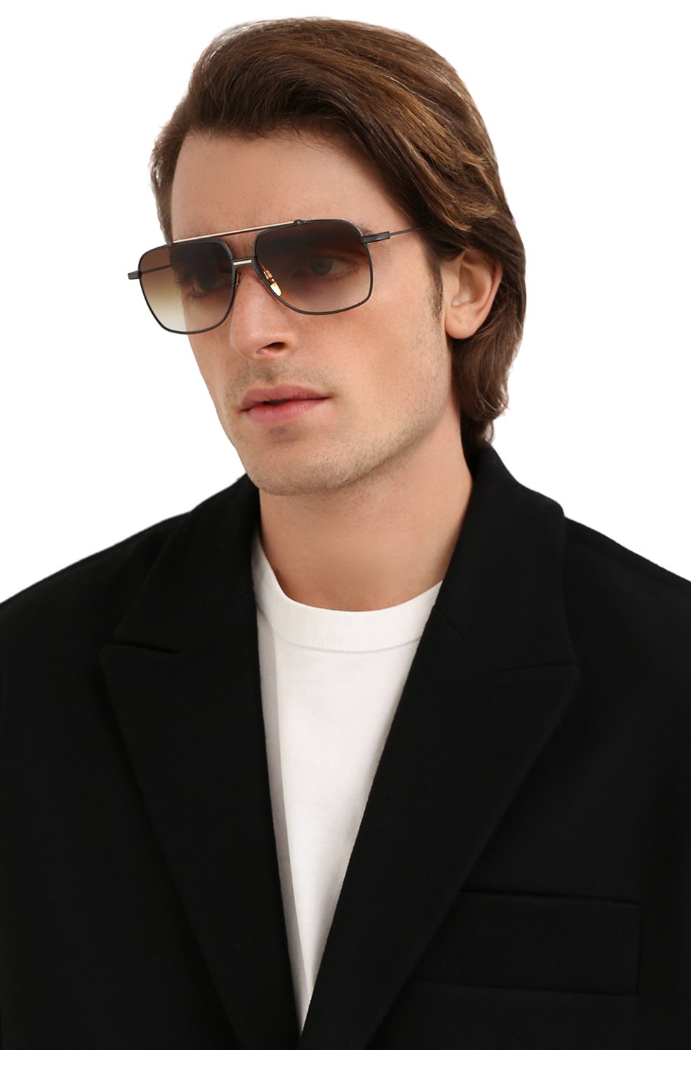 Мужские солнцезащитные очки DITA коричневого цвета, арт. ALKAMX/03 | Фото 2 (Тип очков: С/з; Очки форма: Авиаторы; Оптика Гендер: оптика-мужское)