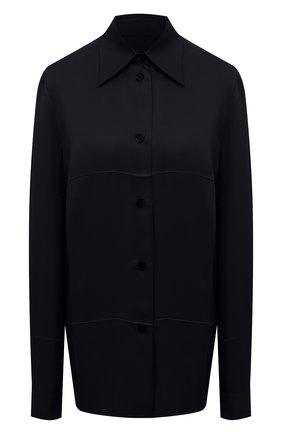 Женская рубашка из вискозы JIL SANDER темно-синего цвета по цене 76450 руб., арт. JSWT605306-WT381500 | Фото 1 Женская рубашка из вискозы JIL SANDER темно-синего цвета, арт. JSWT605306-WT381500 | Фото 1 (Материал внешний: Вискоза; Стили: Минимализм; Принт: Без принта; Женское Кросс-КТ: Рубашка-одежда; Рукава: Длинные; Длина (для топов): Стандартные, Удлиненные)