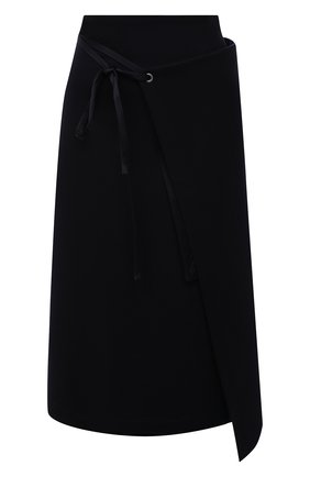 Женская шерстяная юбка JIL SANDER темно-синего цвета, арт. JSWT720314-WT207908B | Фото 1 (Длина Ж (юбки, платья, шорты): Миди; Материал внешний: Шерсть; Стили: Минимализм; Женское Кросс-КТ: Юбка-одежда)