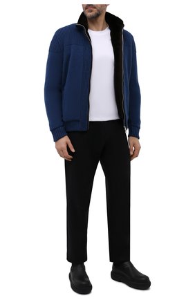 Мужской кашемировый бомбер с меховой подкладкой FIORONI синего цвета, арт. MTP23016E1 | Фото 2 (Материал внешний: Кашемир, Шерсть; Кросс-КТ: Куртка; Принт: Без принта; Мужское Кросс-КТ: утепленные куртки; Стили: Кэжуэл; Рукава: Длинные; Длина (верхняя одежда): Короткие)