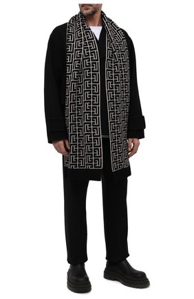 Мужской шерстяной шарф balmain x rossignol BALMAIN бежевого цвета по цене 58250 руб., арт. WH2XG010/K054 | Фото 2 Мужской шерстяной шарф balmain x rossignol BALMAIN бежевого цвета, арт. WH2XG010/K054 | Фото 2 (Материал: Шерсть, Текстиль; Кросс-КТ: шерсть)