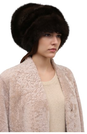 Женская шапка-кубанка из меха соболя KUSSENKOVV коричневого цвета, арт. 063500004683 | Фото 2 (Материал: Натуральный мех)