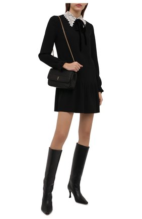 Женское платье SAINT LAURENT черного цвета по цене 171500 руб., арт. 676227/Y012W | Фото 2 Женское платье SAINT LAURENT черного цвета, арт. 676227/Y012W | Фото 2 (Рукава: Длинные; Длина Ж (юбки, платья, шорты): Мини; Материал внешний: Вискоза, Синтетический материал; Женское Кросс-КТ: Платье-одежда; Стили: Ретро; Случай: Повседневный)