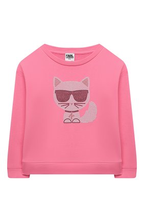 Детский хлопковый свитшот KARL LAGERFELD KIDS розового цвета по цене 12950 руб., арт. Z15338 | Фото 1 Детский хлопковый свитшот KARL LAGERFELD KIDS розового цвета, арт. Z15338 | Фото 1 (Рукава: Длинные; Материал внешний: Хлопок; Девочки Кросс-КТ: Свитшот-одежда; Ростовка одежда: 13 - 15 лет | 158 см, 5 лет | 110 см)
