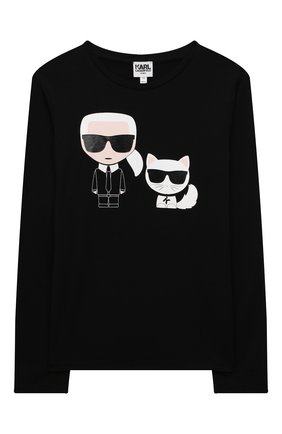 Детская хлопковый лонгслив KARL LAGERFELD KIDS черного цвета по цене 6340 руб., арт. Z15323 | Фото 1 Детская хлопковый лонгслив KARL LAGERFELD KIDS черного цвета, арт. Z15323 | Фото 1 (Рукава: Длинные; Материал внешний: Хлопок, Синтетический материал; Девочки Кросс-КТ: Лонгслив-одежда; Ростовка одежда: 9 лет | 134 см, 12 лет | 152 см, 13 - 15 лет | 158 см, 16 лет | 164 см, 5 лет | 110 см, 7 лет | 122 см)