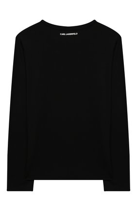 Детская хлопковый лонгслив KARL LAGERFELD KIDS черного цвета по цене 6340 руб., арт. Z15323 | Фото 2 Детская хлопковый лонгслив KARL LAGERFELD KIDS черного цвета, арт. Z15323 | Фото 2 (Рукава: Длинные; Материал внешний: Хлопок, Синтетический материал; Девочки Кросс-КТ: Лонгслив-одежда; Ростовка одежда: 9 лет | 134 см, 12 лет | 152 см, 13 - 15 лет | 158 см, 16 лет | 164 см, 5 лет | 110 см, 7 лет | 122 см)