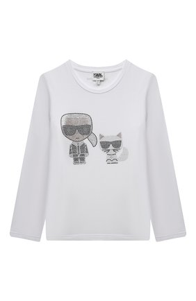Детская хлопковый лонгслив KARL LAGERFELD KIDS белого цвета по цене 10600 руб., арт. Z15329 | Фото 1 Детская хлопковый лонгслив KARL LAGERFELD KIDS белого цвета, арт. Z15329 | Фото 1 (Материал внешний: Хлопок, Синтетический материал; Рукава: Длинные; Девочки Кросс-КТ: Лонгслив-одежда; Ростовка одежда: 9 лет | 134 см, 12 лет | 152 см, 13 - 15 лет | 158 см, 16 лет | 164 см, 5 лет | 110 см, 7 лет | 122 см)
