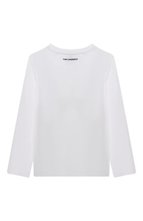 Детская хлопковый лонгслив KARL LAGERFELD KIDS белого цвета по цене 10600 руб., арт. Z15329 | Фото 2 Детская хлопковый лонгслив KARL LAGERFELD KIDS белого цвета, арт. Z15329 | Фото 2 (Материал внешний: Хлопок, Синтетический материал; Рукава: Длинные; Девочки Кросс-КТ: Лонгслив-одежда; Ростовка одежда: 9 лет | 134 см, 12 лет | 152 см, 13 - 15 лет | 158 см, 16 лет | 164 см, 5 лет | 110 см, 7 лет | 122 см)
