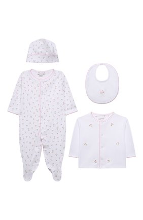 Детского комплект из четырех предметов KISSY KISSY розового цвета по цене 9950 руб., арт. 24348 | Фото 1 Детского комплект из четырех предметов KISSY KISSY розового цвета, арт. 24348 | Фото 1 (Материал внешний: Хлопок)