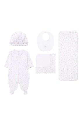 Детский комплект из пяти предметов KISSY KISSY розового цвета по цене 13850 руб., арт. 24392P | Фото 1 Детский комплект из пяти предметов KISSY KISSY розового цвета, арт. 24392P | Фото 1 (Материал внешний: Хлопок; Рукава: Длинные)
