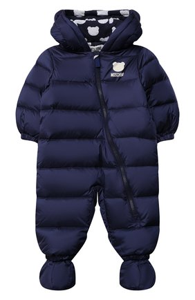 Детского пуховый комбинезон MOSCHINO темно-синего цвета по цене 35150 руб., арт. MMS01Q/L3A22/9-12M | Фото 1 Детского пуховый комбинезон MOSCHINO темно-синего цвета, арт. MMS01Q/L3A22/9-12M | Фото 1 (Материал утеплителя: Пух и перо; Материал подклада: Хлопок; Рукава: Длинные; Материал внешний: Синтетический материал)
