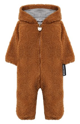 Детского комбинезон с капюшоном MOSCHINO коричневого цвета по цене 21300 руб., арт. MUT027/LIA00/9-12M | Фото 1 Детского комбинезон с капюшоном MOSCHINO коричневого цвета, арт. MUT027/LIA00/9-12M | Фото 1 (Рукава: Длинные; Материал внешний: Синтетический материал; Материал подклада: Хлопок)
