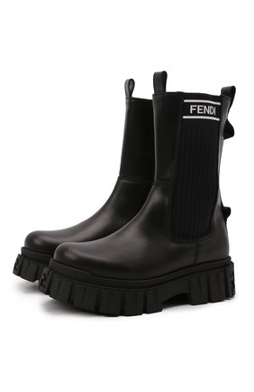 Детские кожаные ботинки FENDI черного цвета по цене 53950 руб., арт. JFR338/AC7J/32-39 | Фото 1 Детские кожаные ботинки FENDI черного цвета, арт. JFR338/AC7J/32-39 | Фото 1 (Материал внутренний: Натуральная кожа; Материал внешний: Кожа; Обувь девочки: Обувь девочки)