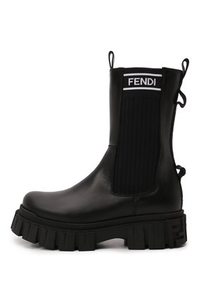 Детские кожаные ботинки FENDI черного цвета, арт. JFR338/AC7J/32-39 | Фото 2 (Материал внутренний: Натуральная кожа; Материал внешний: Кожа; Региональные ограничения белый список (Axapta Mercury): RU)