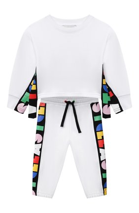 Детская комплект из свитшота и брюк STELLA MCCARTNEY белого цвета по цене 10700 руб., арт. 603570/SRJ21 | Фото 1 Детская комплект из свитшота и брюк STELLA MCCARTNEY белого цвета, арт. 603570/SRJ21 | Фото 1 (Рукава: Длинные; Материал внешний: Хлопок; Девочки Кросс-КТ: Костюмы-спорт; Ростовка одежда: 9 лет | 134 см, 10 - 11 лет | 140 - 146см, 13 - 15 лет | 158 см, 16 лет | 164 см, 18 мес | 86 см, 2 года | 92 см, 3 года | 98 см, 4 года | 104 см, 5 лет | 110 см, 7 лет | 122 см)