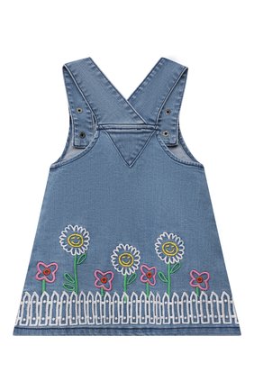Детское джинсовый сарафан STELLA MCCARTNEY синего цвета по цене 6890 руб., арт. 603290/SRK65 | Фото 2 Детское джинсовый сарафан STELLA MCCARTNEY синего цвета, арт. 603290/SRK65 | Фото 2 (Материал внешний: Хлопок; Рукава: Короткие)