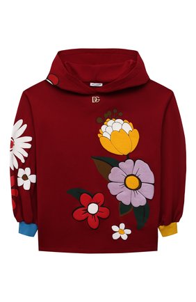Детский хлопковое худи DOLCE & GABBANA бордового цвета по цене 33700 руб., арт. L5JW4T/G7BHJ/8-14 | Фото 1 Детский хлопковое худи DOLCE & GABBANA бордового цвета, арт. L5JW4T/G7BHJ/8-14 | Фото 1 (Рукава: Длинные; Материал внешний: Хлопок; Девочки Кросс-КТ: Толстовка-одежда; Одежда девочки: Одежда девочки)