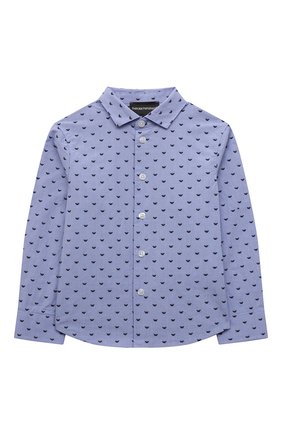 Детская хлопковая рубашка EMPORIO ARMANI голубого цвета по цене 10450 руб., арт. 6K4CD4/1NZRZ | Фото 1 Детская хлопковая рубашка EMPORIO ARMANI голубого цвета, арт. 6K4CD4/1NZRZ | Фото 1 (Рукава: Длинные; Материал внешний: Хлопок; Стили: Классический)