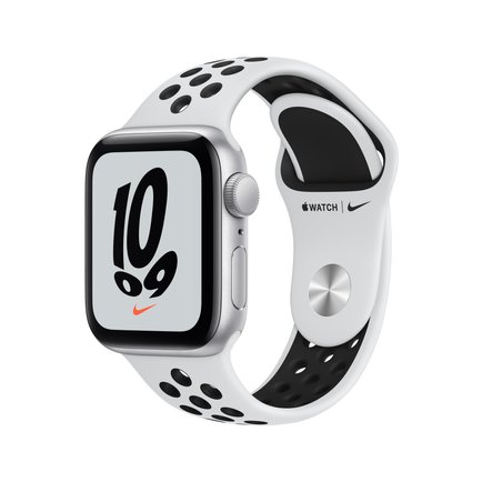 Смарт-часы apple watch nike se (2021) gps 40mm silver aluminium case with pure platinum/black nike sport band APPLE  silver цвета, арт. MKQ23RU/A | Фото 1 (Кросс-КТ: Деактивировано)