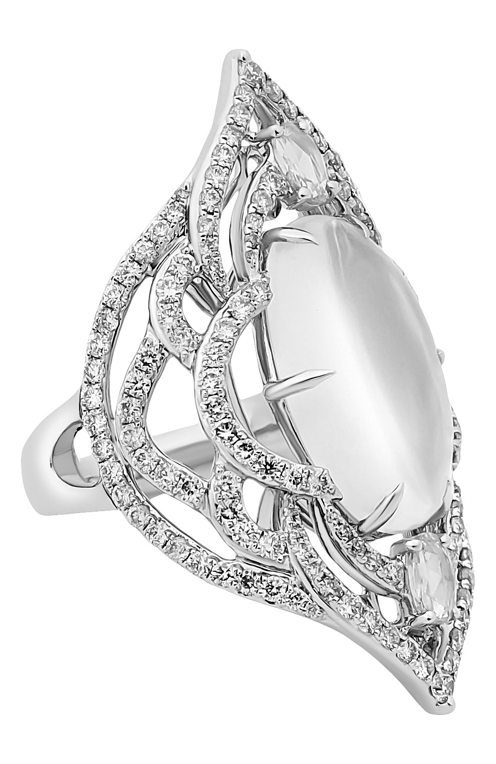Женские кольцо SUTRA JEWELS бесцветного цвета, арт. SJR1102 MS | Фото 1 (Материал сплава: Белое золото; Драгоценные камни: Бриллианты, Другие)