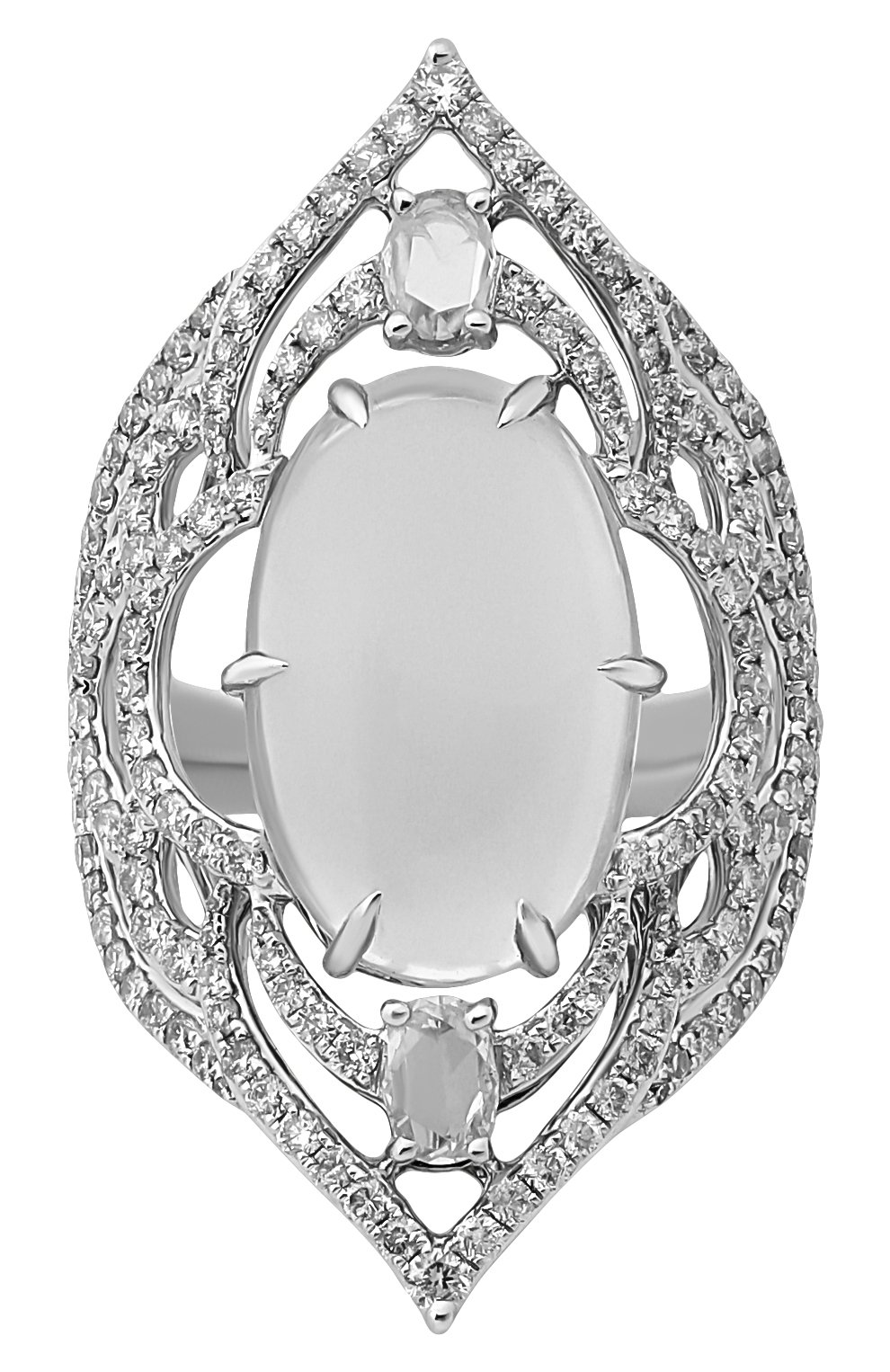 Женские кольцо SUTRA JEWELS бесцветного цвета по цене 1125000 руб., арт. SJR1102 MS | Фото 2 Женские кольцо SUTRA JEWELS бесцветного цвета, арт. SJR1102 MS | Фото 2 (Материал сплава: Белое золото; Драгоценные камни: Бриллианты, Другие)