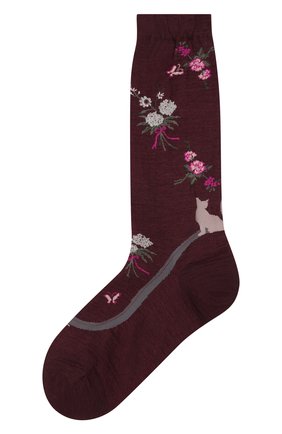 Женские шерстяные носки ANTIPAST бордового цвета, арт. AM-529A | Фото 1 (Материал внешний: Шерсть, Синтетический материал)