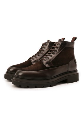 Мужские комбинированные ботинки SANTONI темно-коричневого цвета по цене 63800 руб., арт. MGMG17927JK4ASDXT50 | Фото 1 Мужские комбинированные ботинки SANTONI темно-коричневого цвета, арт. MGMG17927JK4ASDXT50 | Фото 1 (Каблук высота: Высокий; Материал внутренний: Натуральная кожа; Подошва: Массивная; Материал утеплителя: Натуральный мех; Мужское Кросс-КТ: зимние ботинки, Ботинки-обувь)