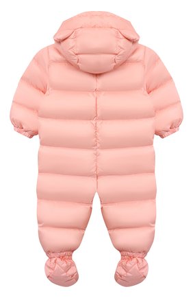 Детского пуховый комбинезон MOSCHINO розового цвета по цене 35150 руб., арт. MMS01Q/L3A22/9-12M | Фото 2 Детского пуховый комбинезон MOSCHINO розового цвета, арт. MMS01Q/L3A22/9-12M | Фото 2 (Материал внешний: Синтетический материал; Материал утеплителя: Пух и перо; Материал подклада: Хлопок; Рукава: Длинные)