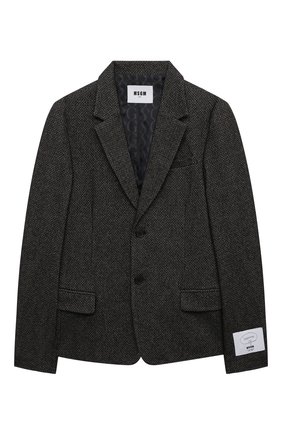 Детский пиджак из шерсти и хлопка MSGM KIDS темно-серого цвета по цене 17200 руб., арт. MS027907 | Фото 1 Детский пиджак из шерсти и хлопка MSGM KIDS темно-серого цвета, арт. MS027907 | Фото 1 (Материал подклада: Синтетический материал; Материал внешний: Хлопок, Шерсть; Рукава: Длинные; Кросс-КТ: пиджак)