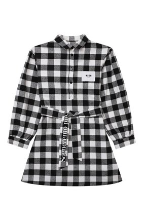 Детское хлопковое платье MSGM KIDS черно-белого цвета по цене 19050 руб., арт. MS027859 | Фото 1 Детское хлопковое платье MSGM KIDS черно-белого цвета, арт. MS027859 | Фото 1 (Рукава: Длинные; Материал внешний: Синтетический материал, Хлопок)