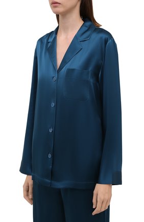 Женская шелковая пижама LUNA DI SETA бирюзового цвета по цене 36850 руб., арт. VLST08007 | Фото 2 Женская шелковая пижама LUNA DI SETA бирюзового цвета, арт. VLST08007 | Фото 2 (Материал внешний: Шелк; Длина Ж (юбки, платья, шорты): Мини; Длина (для топов): Стандартные; Рукава: Длинные; Длина (брюки, джинсы): Стандартные)